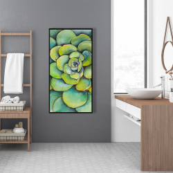 Framed 24 x 48 - Watercolor succulent plant