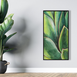 Framed 24 x 48 - Watercolor agave plant