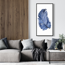 Encadré 24 x 48 - Plume bleue à l'aquarelle