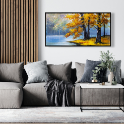 Framed 24 x 48 - Two trees by the lake