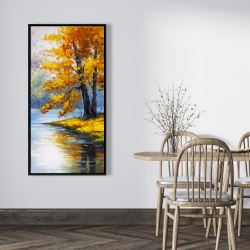 Framed 24 x 48 - Two trees by the lake