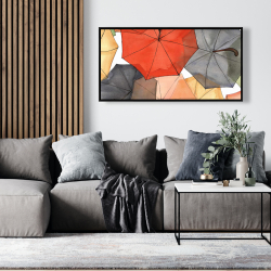 Framed 24 x 48 - The umbrellas of petit champlain