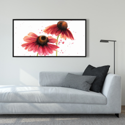Framed 24 x 48 - Two pink daisies