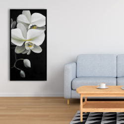 Framed 24 x 48 - White orchids