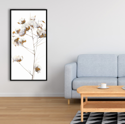 Framed 24 x 48 - Cotton flowers branch
