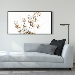 Framed 24 x 48 - A branch of cotton flowers