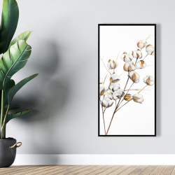Framed 24 x 48 - A branch of cotton flowers