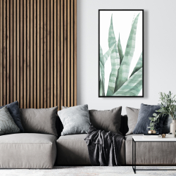 Framed 24 x 48 - Watercolor striped desert plant
