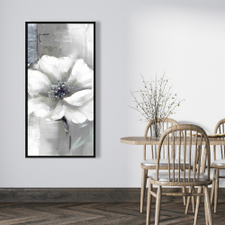 Framed 24 x 48 - Monochrome and silver flowers