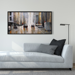 Framed 24 x 48 - Cars in the morning rain