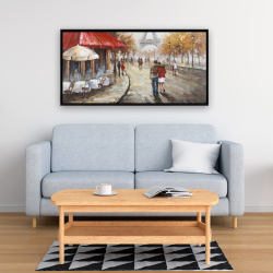 Framed 24 x 48 - Couple walking in paris street