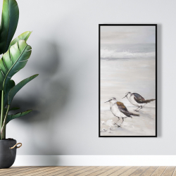 Framed 24 x 48 - Two sandpipiers birds