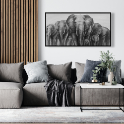 Framed 24 x 48 - Herd of elephants