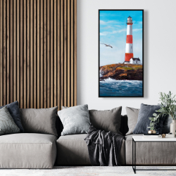 Framed 24 x 48 - Lighthouse at the edge of the sea