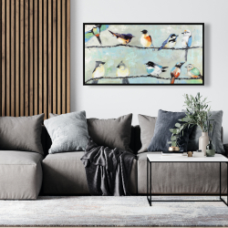 Framed 24 x 48 - Small colorful birds