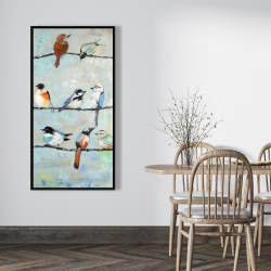 Framed 24 x 48 - Small colorful birds