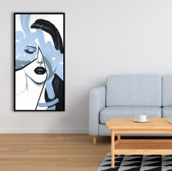 Framed 24 x 48 - Abstract blue woman portrait