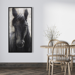 Framed 24 x 48 - Black horse