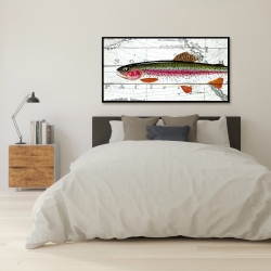 Framed 24 x 48 - Trout on a world map