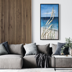Framed 24 x 48 - Wild herbs in the wind on at the beach