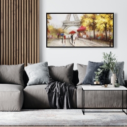 Framed 24 x 48 - Passersby near the eiffel tower