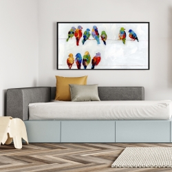 Encadré 24 x 48 - Oiseaux colorés sur des fils