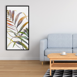 Framed 24 x 48 - Watercolor tropical palm leaves