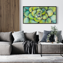 Framed 24 x 48 - Watercolor succulent plant
