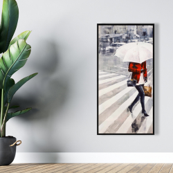 Encadré 24 x 48 - Femme marchant avec son parapluie