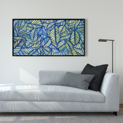 Encadré 24 x 48 - Motif de feuilles bleues
