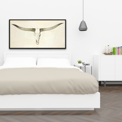 Framed 24 x 48 - Longhorn cattle skull