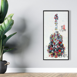 Framed 24 x 48 - Abstract geometric guitar