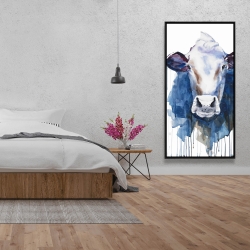 Framed 24 x 48 - Watercolor cow