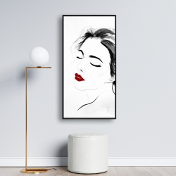 Encadré 24 x 48 - Portrait de dame sereine en noir