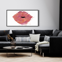 Framed 24 x 48 - Watercolor pink lipstick
