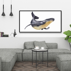 Encadré 24 x 48 - Baleine bleue aquarelle