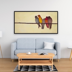 Encadré 24 x 48 - Cinq oiseaux sur une branche