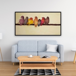 Framed 24 x 48 - Bird family