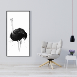 Framed 24 x 48 - Ostrich in watercolor
