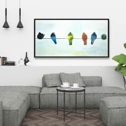 Framed 24 x 48 - Perched abstract birds