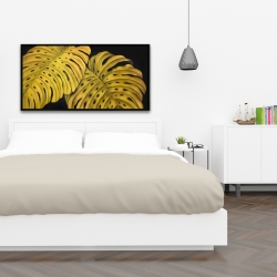 Encadré 24 x 48 - Feuille monstera doré