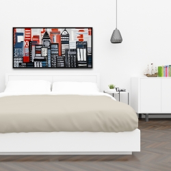 Framed 24 x 48 - Geometric urban landscape