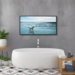 Encadré 24 x 48 - Chien à la plage