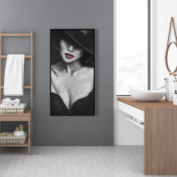 Framed 24 x 48 - Mysterious red lips lady