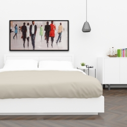 Framed 24 x 48 -  silhouettes in the street