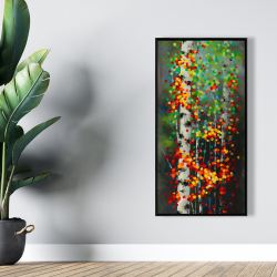 Framed 24 x 48 - Colorful dotted leaves birches