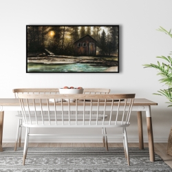 Framed 24 x 48 - Cabin in the forest