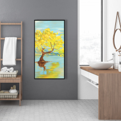 Encadré 24 x 48 - Paysage de printemps avec arbre dans un lac