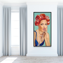 Framed 24 x 48 - Pin up girl with curlers