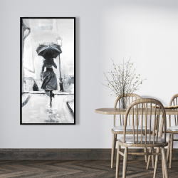 Framed 24 x 48 - Woman running in the rain